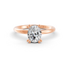 Oval Cut Real Moissanite Double 4 Prong Solitaire Ring 14K Gold Plated