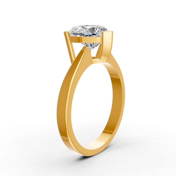 Heart Cut Real Moissanite V Prong Solitaire Ring 14K Gold Plated