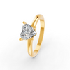 Heart Cut Real Moissanite 4 Prong Solitaire Ring 14K Gold Plated