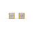 Princess Cut Real Moissanite Bezel Set Solitaire Stud Earrings Screw Back 14K Gold Plated