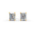 Emerald Cut Real Moissanite 4 Prong Solitaire Stud Earrings Screw Back 14K Gold Plated