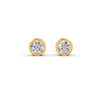 Round Cut Real Moissanite Bezel Set Solitaire Stud Earrings Screw Back 14K Gold Plated