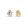 Pear Cut Real Moissanite Bezel Set Solitaire Stud Earrings Screw Back 14K Gold Plated