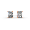 Radiant Cut Real Moissanite 4 Prong Solitaire Stud Earrings Screw Back 14K Gold Plated