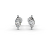 Marquise Cut Real Moissanite 2 Prong Solitaire Stud Earrings Screw Back 14K Gold Plated