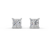 Princess Cut Real Moissanite 4 Prong Solitaire Stud Earrings Screw Back 14K Gold Plated