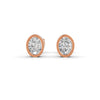 Oval Cut Real Moissanite Bezel Set Solitaire Stud Earrings Screw Back 14K Gold Plated