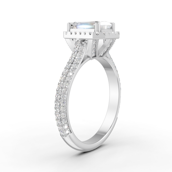 2.50 Ct Radiant Cut Moissanite Engagement Ring 14K Gold Plated