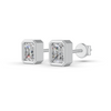 Radiant Cut Real Moissanite Bezel Set Solitaire Stud Earrings Screw Back 14K Gold Plated