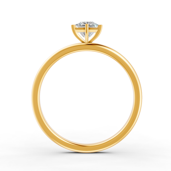 Princess Cut Real Moissanite Claw Prong Solitaire Ring 14K Gold Plated
