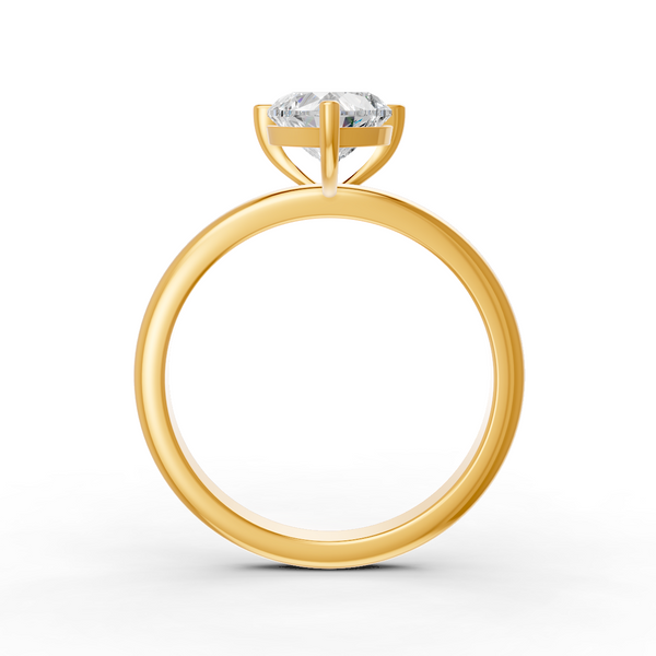 Heart Cut Real Moissanite 3 Prong Solitaire Ring 14K Gold Plated