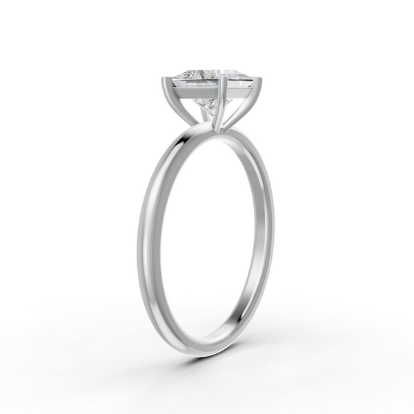 Princess Cut Real Moissanite 4 Prong Solitaire Ring 14K Gold Plated