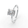 Oval Cut Real Moissanite Double 4 Prong Solitaire Ring 14K Gold Plated