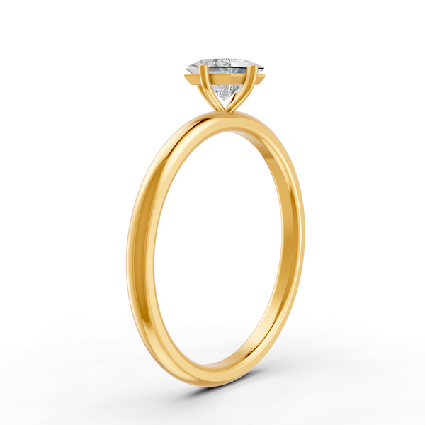 Princess Cut Real Moissanite Claw Prong Solitaire Ring 14K Gold Plated