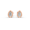 Pear Cut Real Moissanite Bezel Set Solitaire Stud Earrings Screw Back 14K Gold Plated