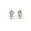 Marquise Cut Real Moissanite 2 Prong Solitaire Stud Earrings Screw Back 14K Gold Plated